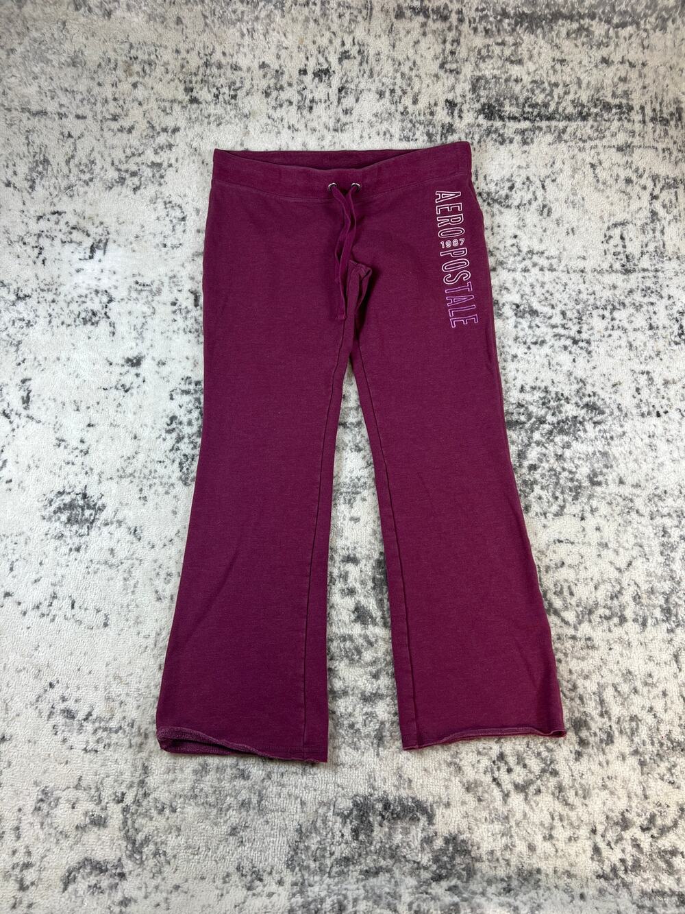 Vintage Y2K Aeropostale Sweatpants Womens 33x28 Maroon Flared Loungewear Jogger